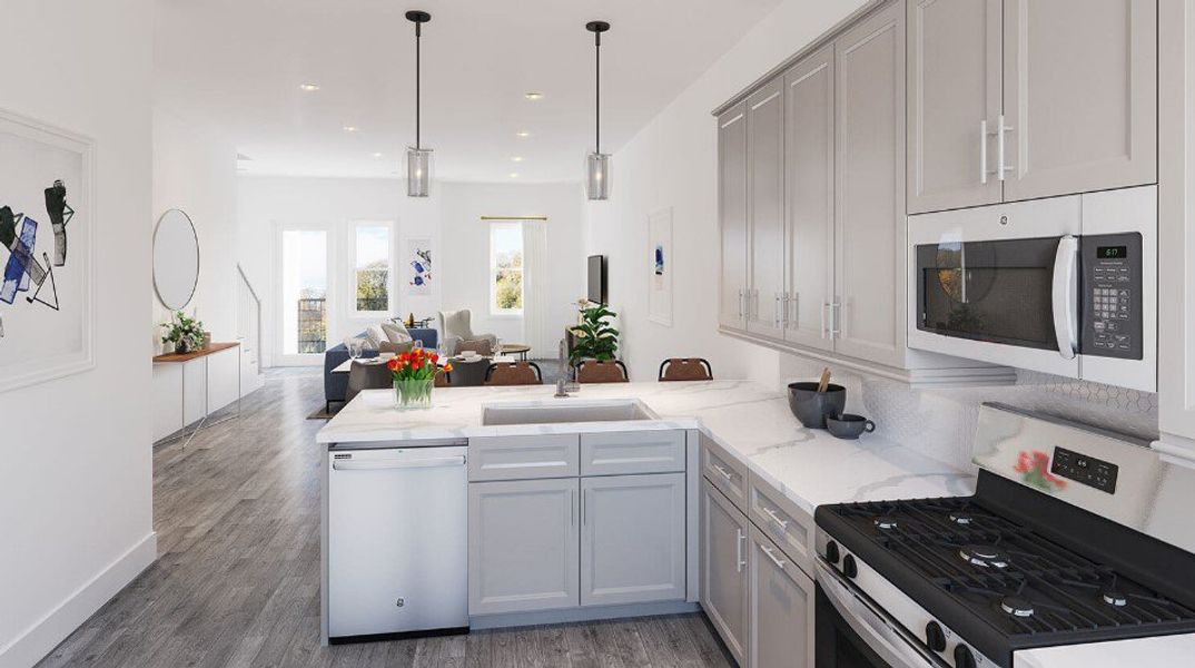 Furnished interior in a model home at 44Tenn Townhomes in Nashville (Image 6). Furnished interior in a model home at 44Tenn Townhomes in Nashville (Image 6).