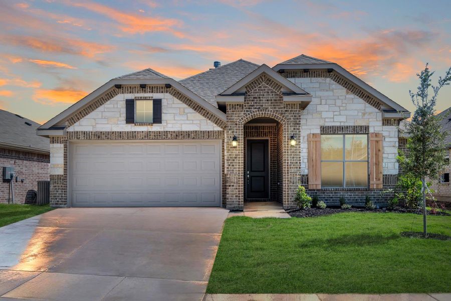 Elevation C with Stone | Concept 1660 at Hulen Trails in Fort Worth, TX by Landsea Homes