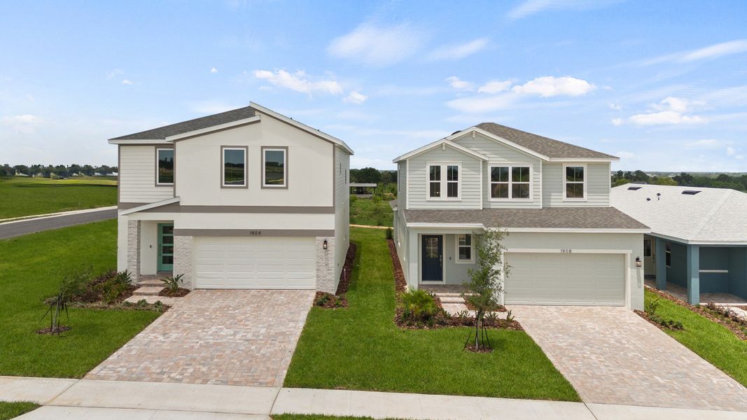 Ponte Vedra and Jupiter at Willowbrook North in Winter Haven, FL all new construction with paver driveways and 2-car garages.