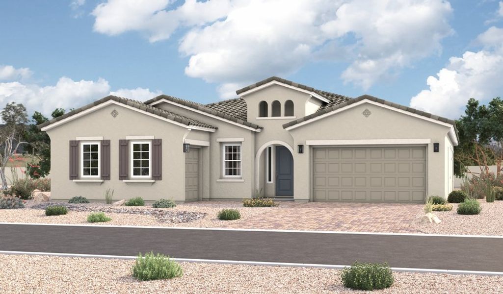 Front exterior of a home in the Aspire at Kimura Gardens community, located in Phoenix, AZ (Image 4).