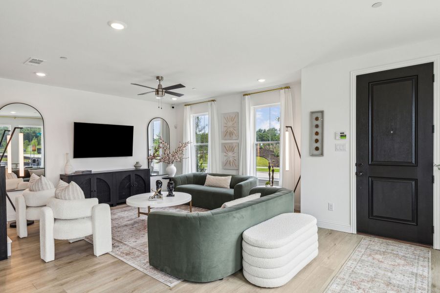 Furnished interior in a model home at Rainwater Crossing in Celina (Image 4). Furnished interior in a model home at Rainwater Crossing in Celina (Image 4).