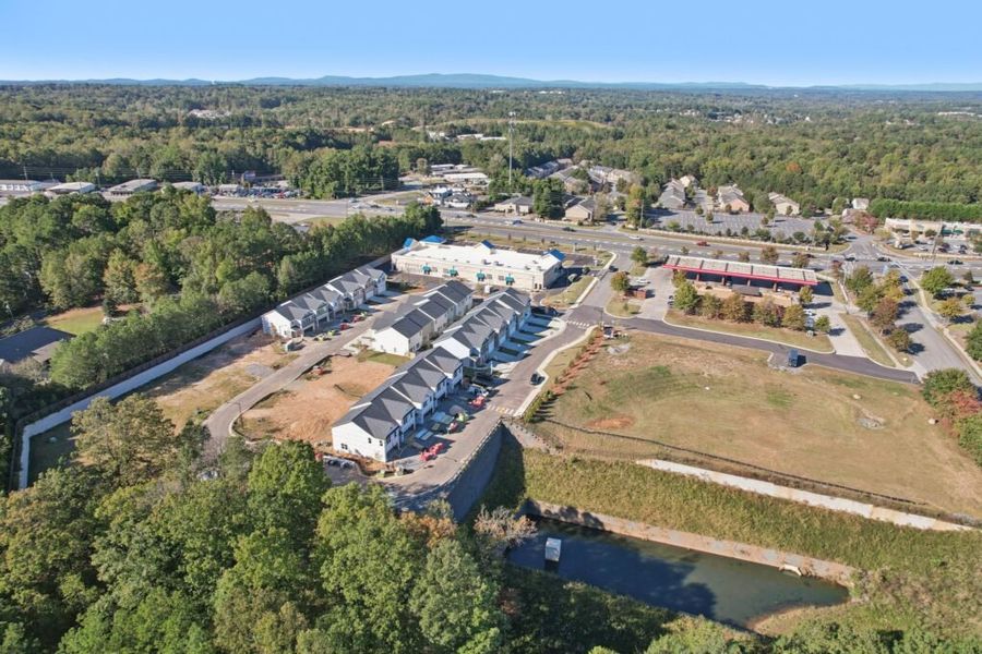 Aerial view of the Chastain Heights community in Woodstock, GA, showing layout and nearby surroundings (Image 13).