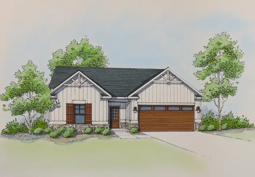 Architectural rendering of home exteriors planned for Meadow Pines in Dallas, GA (Image 15).