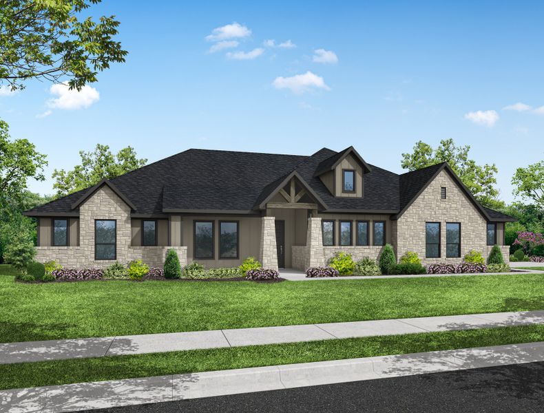 Front exterior of a home in the Estates of Palmer community, located in Waxahachie, TX (Image 18). Front exterior of a home in the Estates of Palmer community, located in Waxahachie, TX (Image 18).