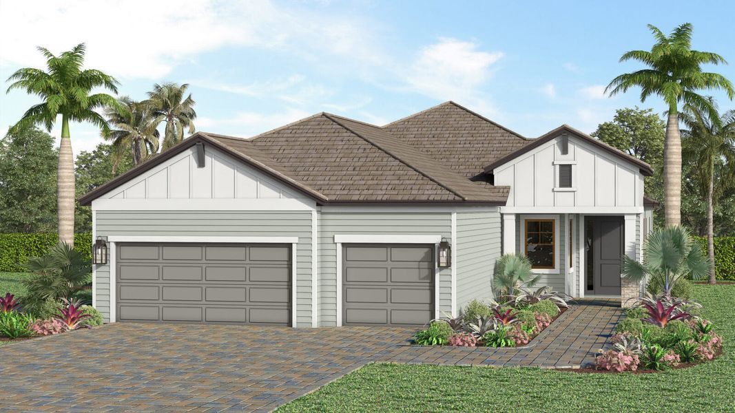Front exterior of a home in the Kingston South Real Estate and Homes for Sale in Estero, FL - Neal Communities community, located in Estero, FL (Image 20).