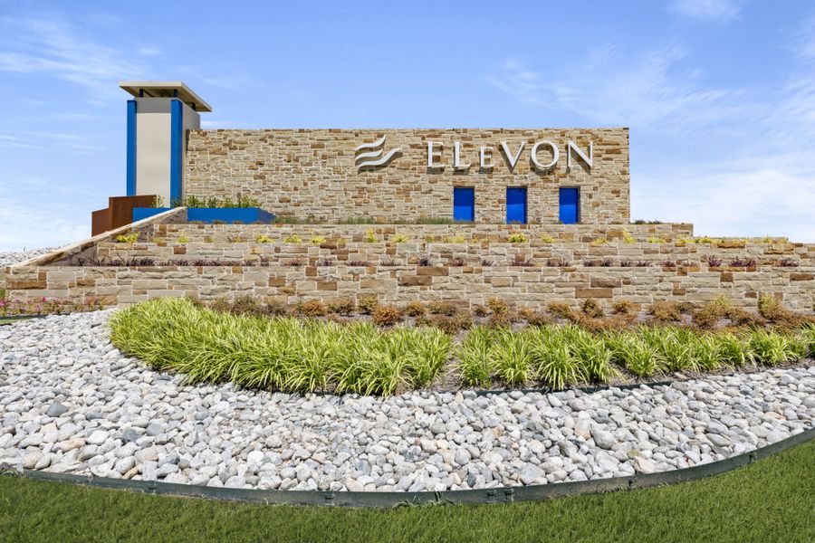 Entrance to the Elevon community in Lavon, TX, featuring signage and landscaping (Image 14).