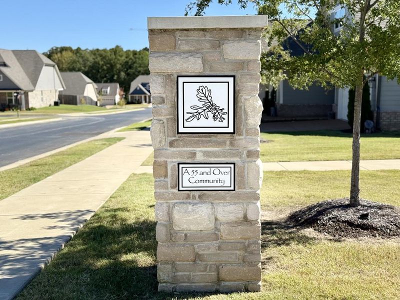 Entrance to the White Oak 55+ community in Arlington, TN, featuring signage and landscaping (Image 1).