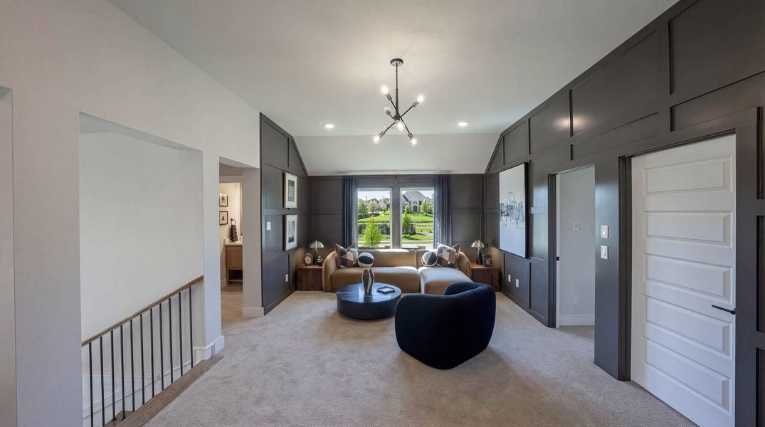 Furnished interior in a model home at High Country in Burleson (Image 7).