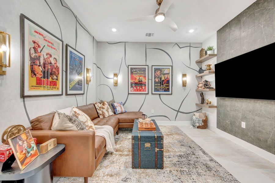 Furnished interior in a model home at Kissing Tree – Summit Series in San Marcos (Image 45).