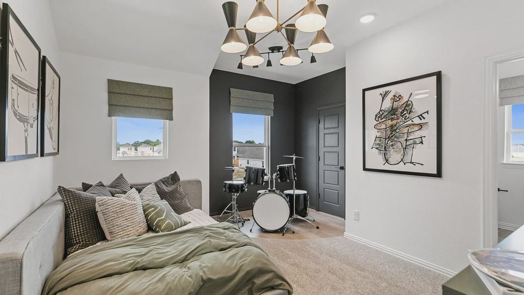 Experience premium design in Beamer Villas with chic gray walls, luxe bedding, and a modern lighting fixture. Experience premium design in Beamer Villas with chic gray walls, luxe bedding, and a modern lighting fixture.