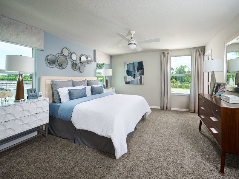 Primary Bedroom in the Sandpiper floorplan modeled at Edgewater Pointe