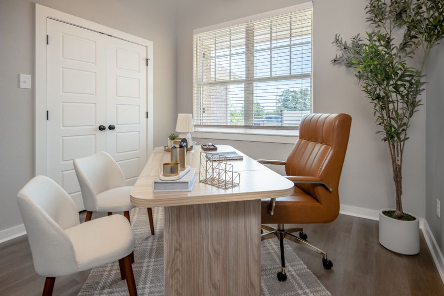 Furnished interior in a model home at Greens Prairie Reserve in College Station (Image 13).