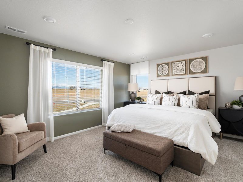 The Monarch floorplan interior image modeled at a Meritage Homes community in Johnstown, CO. The Monarch floorplan interior image modeled at a Meritage Homes community in Johnstown, CO.