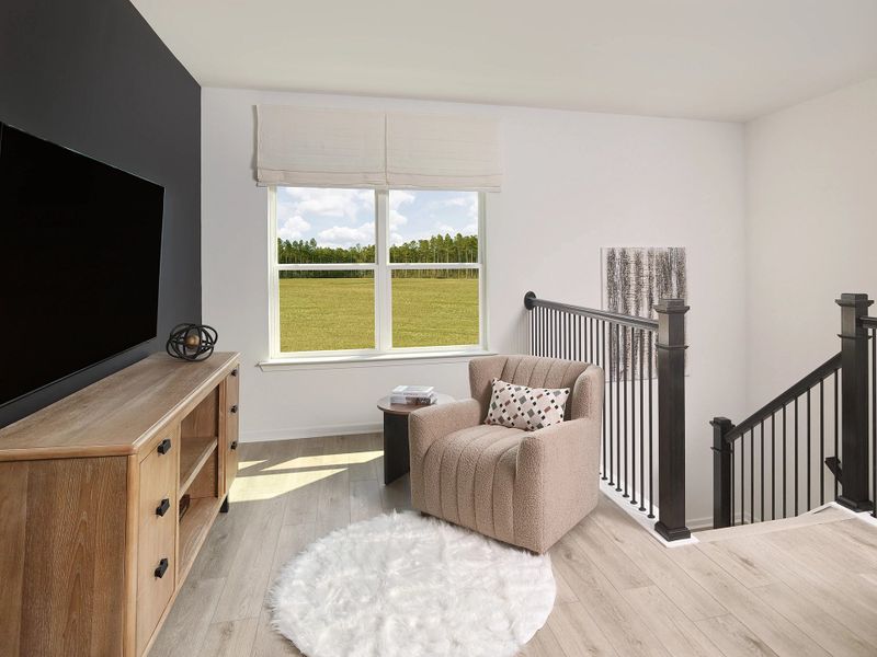 Furnished interior in a model home at Crescent Mills in Clayton (Image 18).