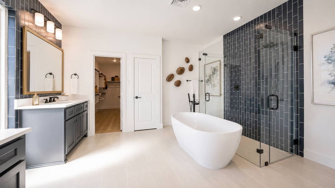 Furnished interior in a model home at Spiritas Ranch in Little Elm (Image 10).