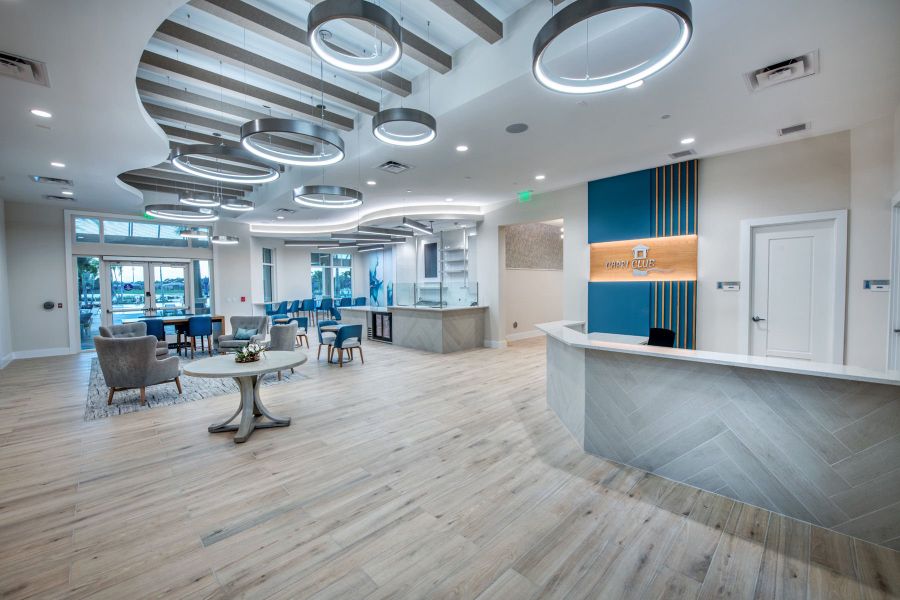 Social Lounge in this resort lifestyle community with modern homes for sale in Englewood, FL Social Lounge in this resort lifestyle community with modern homes for sale in Englewood, FL