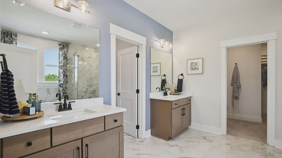 Primary bathroom with dual vanity Primary bathroom with dual vanity
