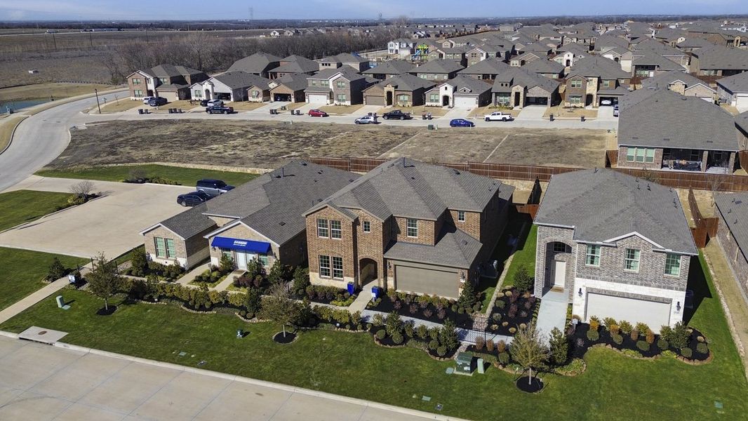 Aerial view of the The Woods at Lindsey Place community in Anna, TX, showing layout and nearby surroundings (Image 13).