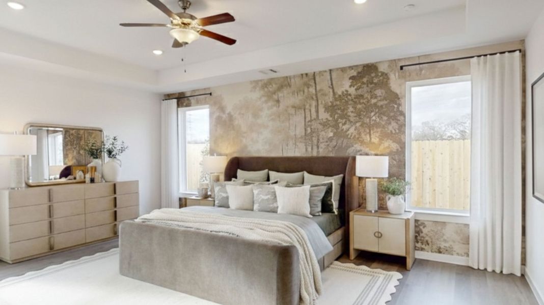 Furnished interior in a model home at Davis Harbor in League City (Image 7).