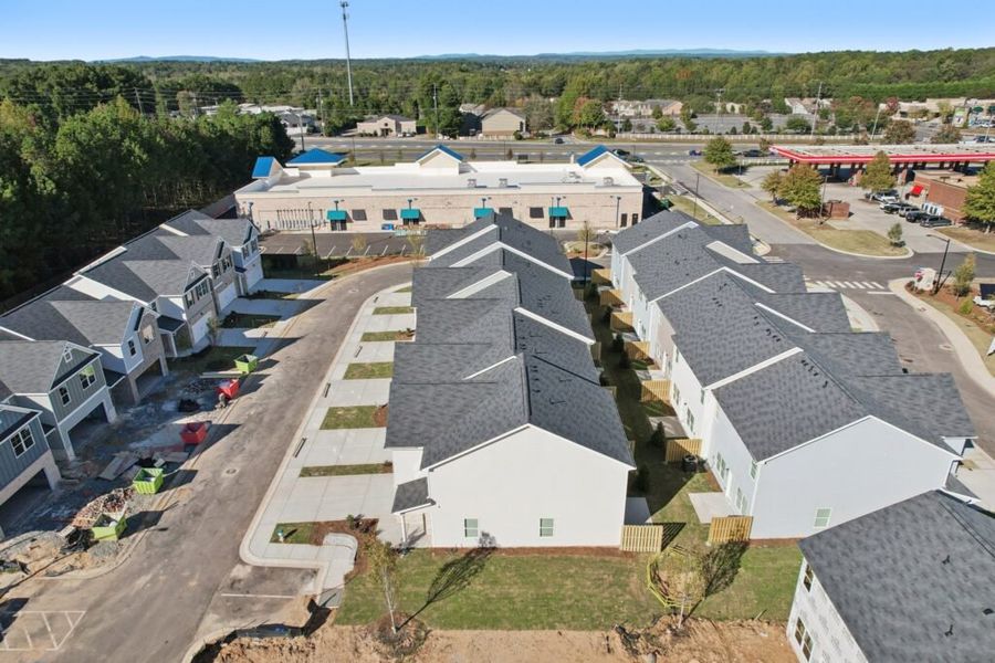 Aerial view of the Chastain Heights community in Woodstock, GA, showing layout and nearby surroundings (Image 15).