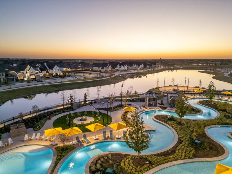 Aerial view of Mosaic amenities in Celina, TX