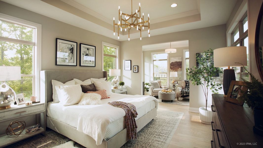 Furnished interior in a model home at The Courtyards at Bailey Farms in Dacula (Image 19).