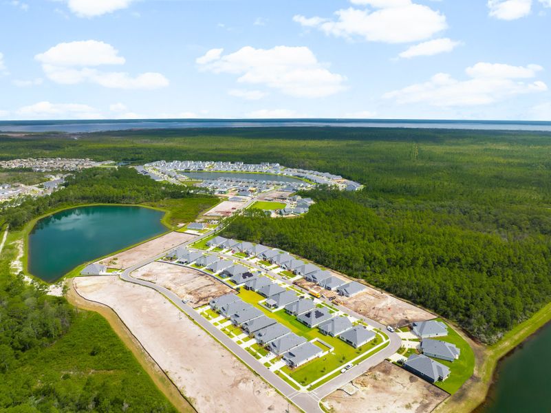 Aerial view of the Breakfast Point East community in Panama City Beach, FL, showing layout and nearby surroundings (Image 22).