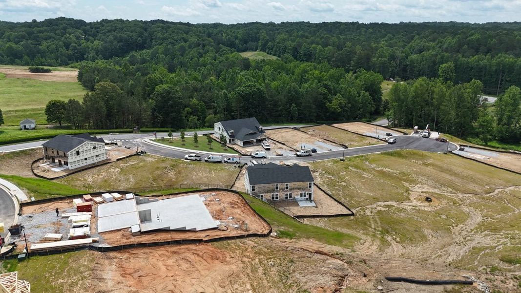 Aerial view of the Villas at Gold Creek community in Dawsonville, GA, showing layout and nearby surroundings (Image 11).