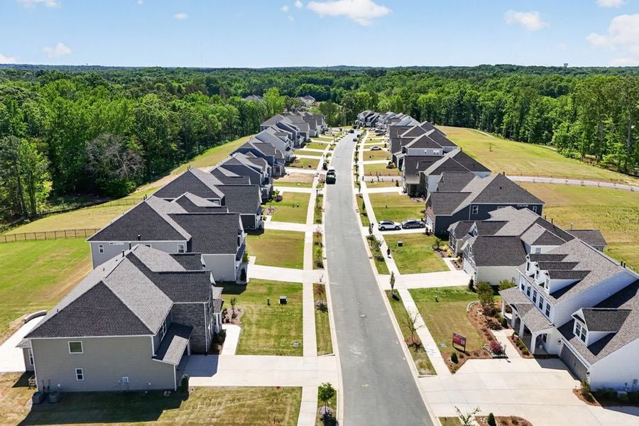 Aerial view of the Tramore community in Harrisburg, NC, showing layout and nearby surroundings (Image 8). Aerial view of the Tramore community in Harrisburg, NC, showing layout and nearby surroundings (Image 8).
