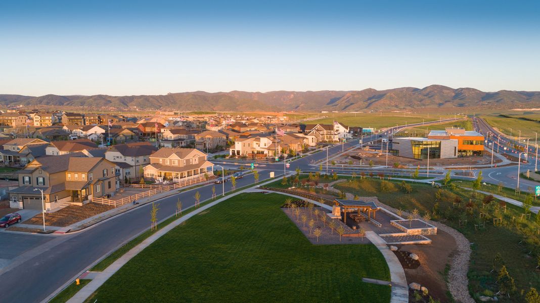 Aerial view of the Sterling Ranch community in Littleton, CO, showing layout and nearby surroundings (Image 1). Aerial view of the Sterling Ranch community in Littleton, CO, showing layout and nearby surroundings (Image 1).