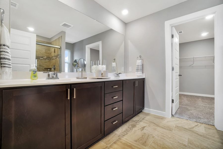 Furnished interior in a model home at Blue Ridge Ranch in San Antonio (Image 24).