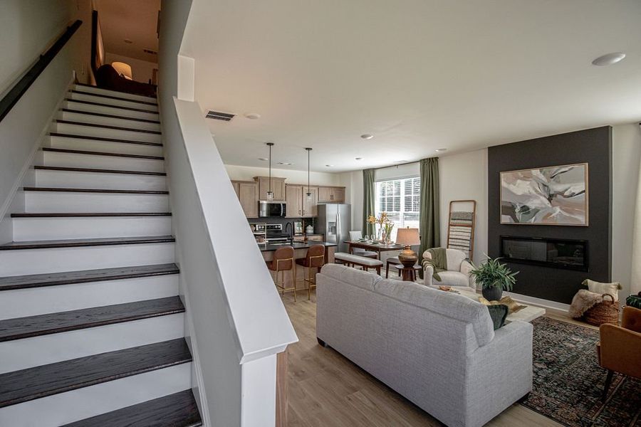 Furnished interior in a model home at The Townhomes at Union Depot in Bartlett (Image 12).
