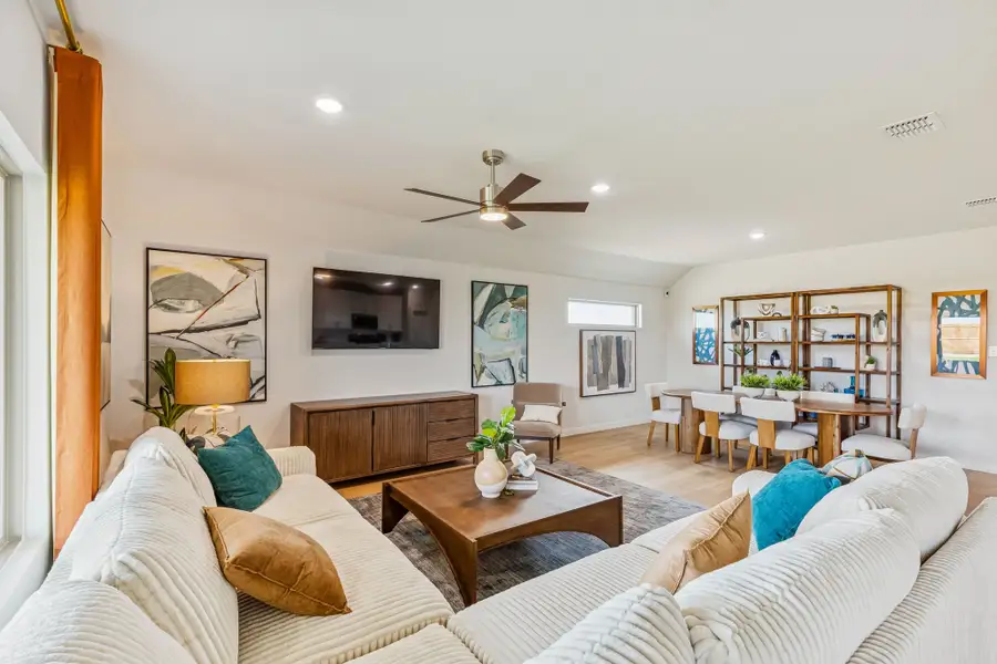 Living Room in a Terra Vella Hayden Model Home in Fort Worth TX by Trophy Signature Homes