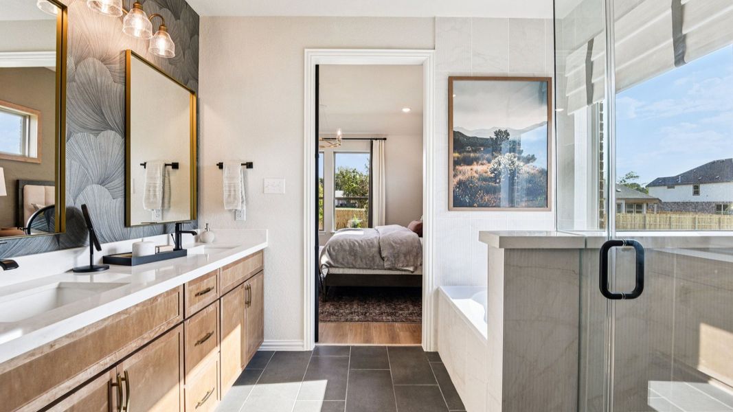 Furnished interior in a model home at Clear Creek in New Braunfels (Image 44).