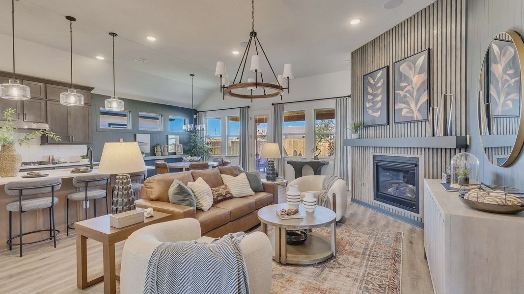 Experience rich wood paneling and sophisticated lighting in this Briarwood home. Luxurious and inviting design elements.