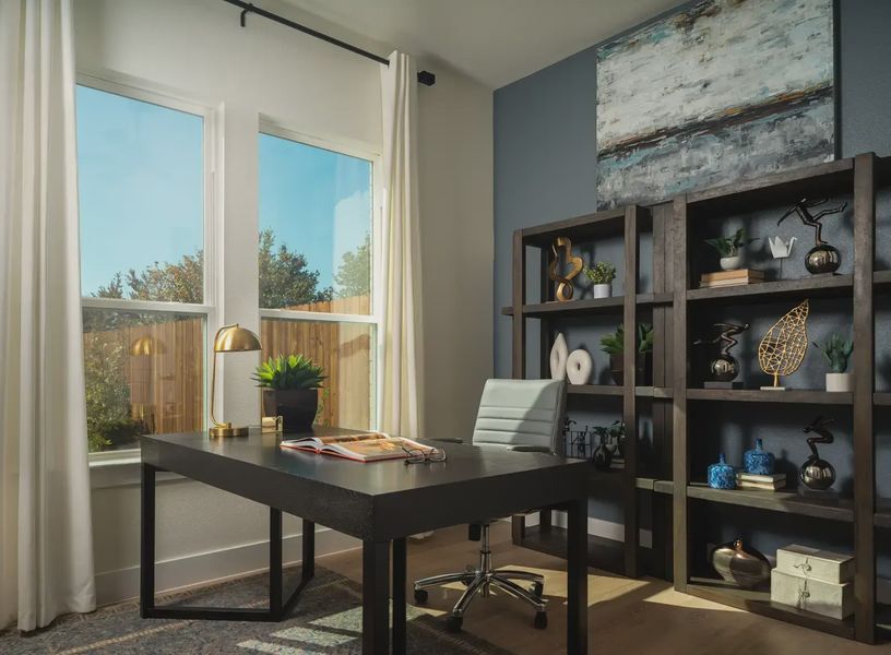 Furnished interior in a model home at Heights at San Gabriel in Georgetown (Image 15). Furnished interior in a model home at Heights at San Gabriel in Georgetown (Image 15).