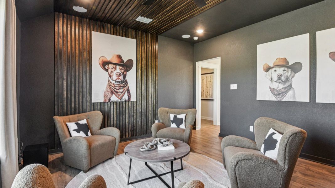 Game Room Area located behind the kitchen, featuring an additional closet and a ceiling fan Game Room Area located behind the kitchen, featuring an additional closet and a ceiling fan