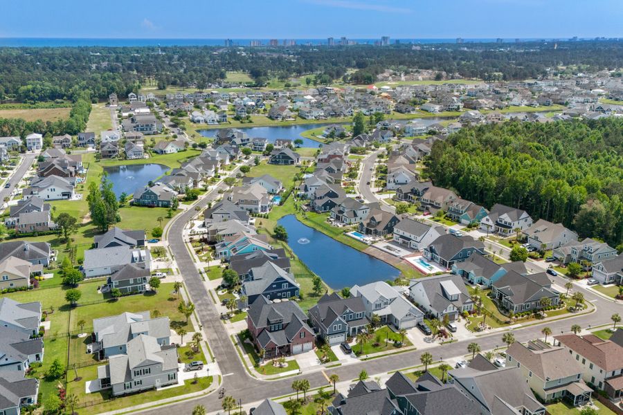 Aerial view of the Waterway Palms Plantation community in Myrtle Beach, SC, showing layout and nearby surroundings (Image 1). Aerial view of the Waterway Palms Plantation community in Myrtle Beach, SC, showing layout and nearby surroundings (Image 1).