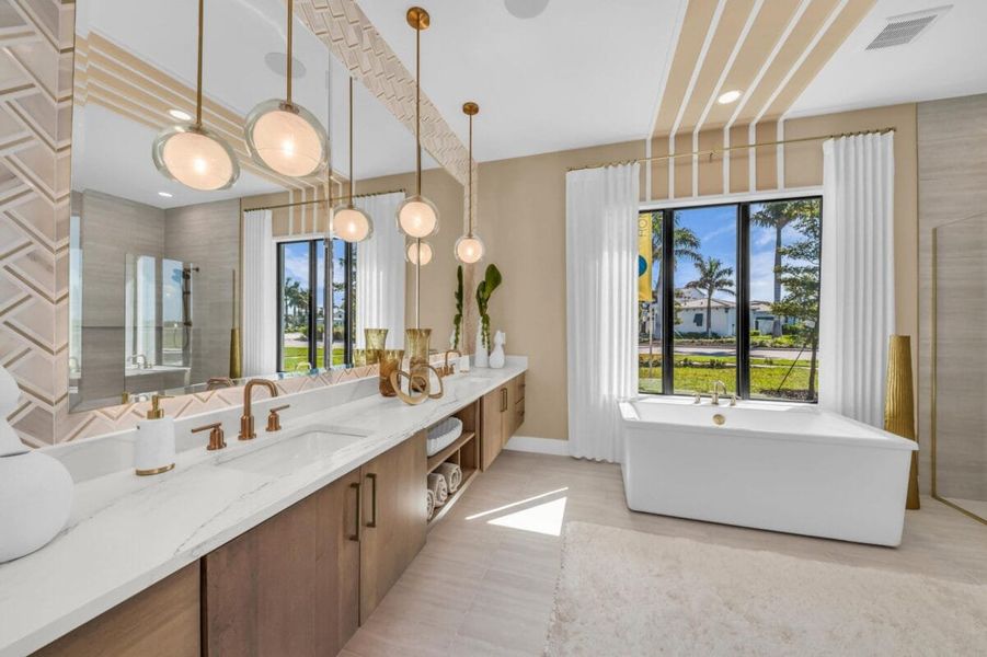 Furnished interior in a model home at Aqua in Bradenton (Image 177).