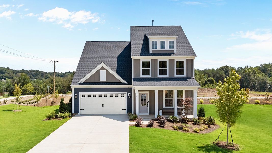 Front exterior of a home in the Farms at Bellingham community, located in Mooresville, NC (Image 2).