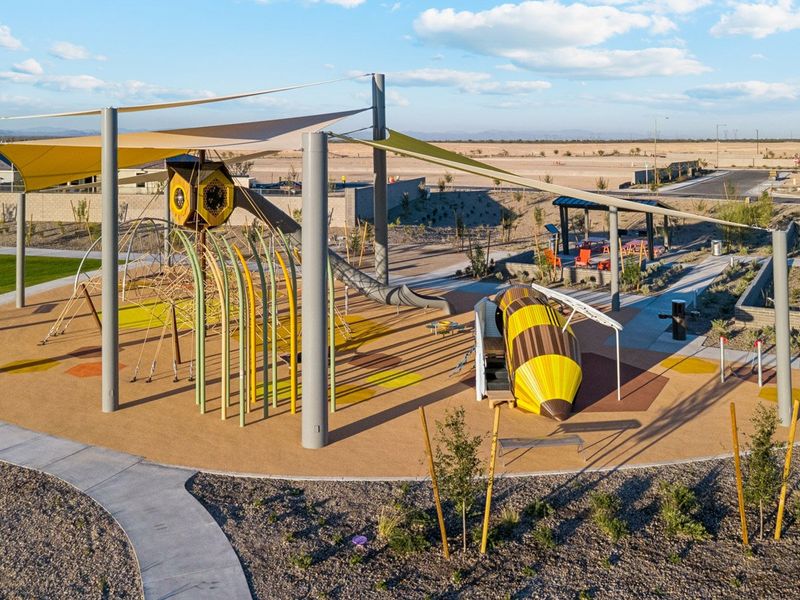 A playground with a slide. A playground with a slide.