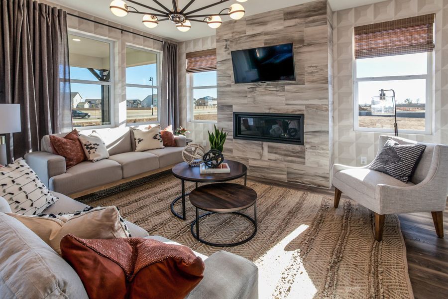 Furnished interior in a model home at Trailside in Timnath (Image 22).