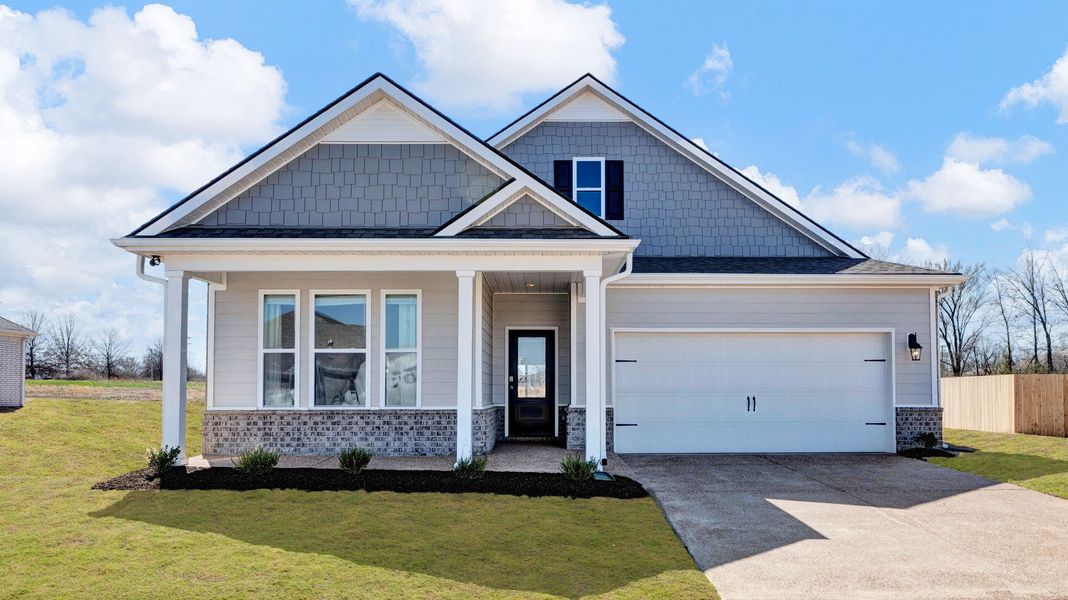 Front exterior of a home in the Hedge Rose community, located in Somerville, TN (Image 1).