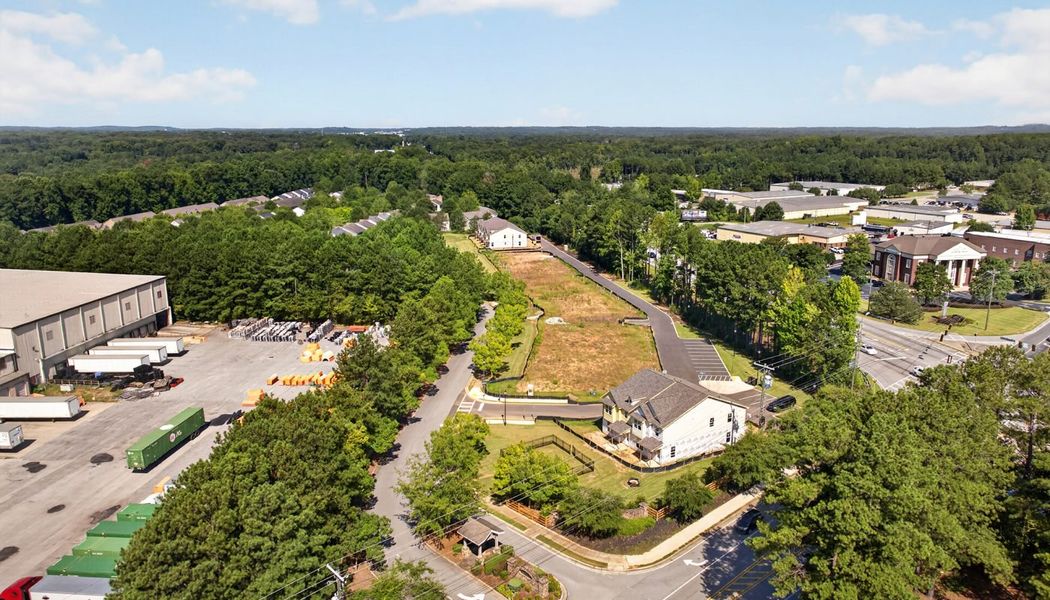 Aerial view of the Carrington Walk community in Powder Springs, GA, showing layout and nearby surroundings (Image 7).