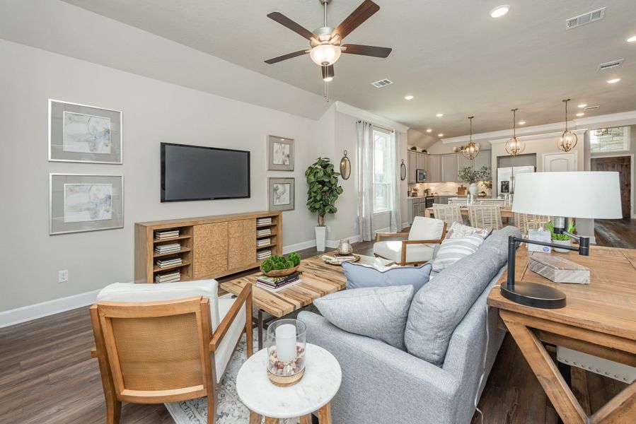 Furnished interior in a model home at Yaupon Trails in Bryan (Image 6). Furnished interior in a model home at Yaupon Trails in Bryan (Image 6).