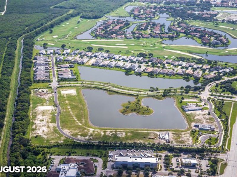 Aerial view of the The Reserve at Grand Harbor community in Vero Beach, FL, showing layout and nearby surroundings (Image 9).