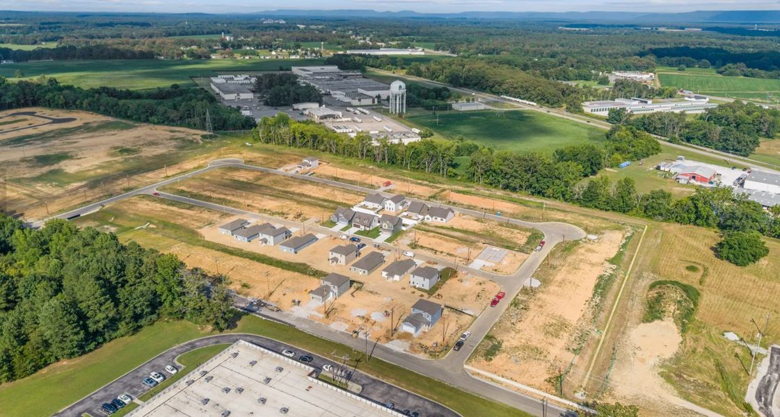Aerial view overlooking the development