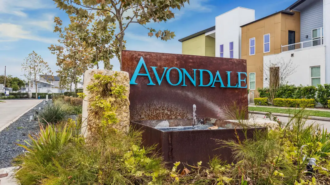 Entrance to the Avondale community in Houston, TX, featuring signage and landscaping (Image 2).