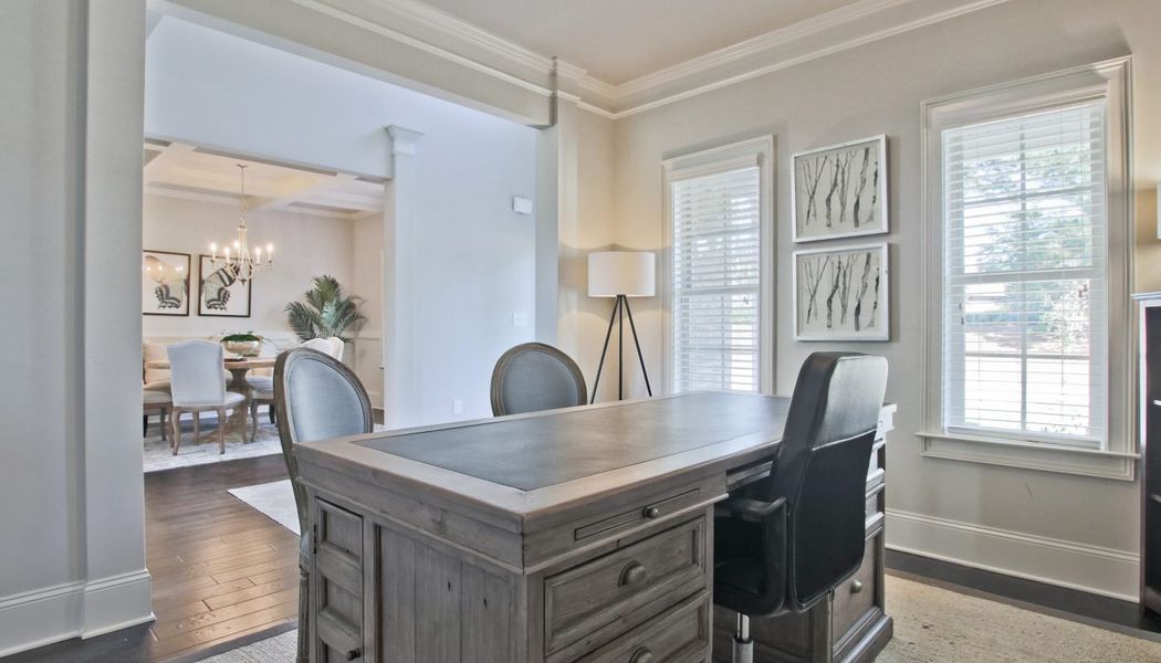 Furnished interior in a model home at Durham Lakes in Fairburn (Image 10).