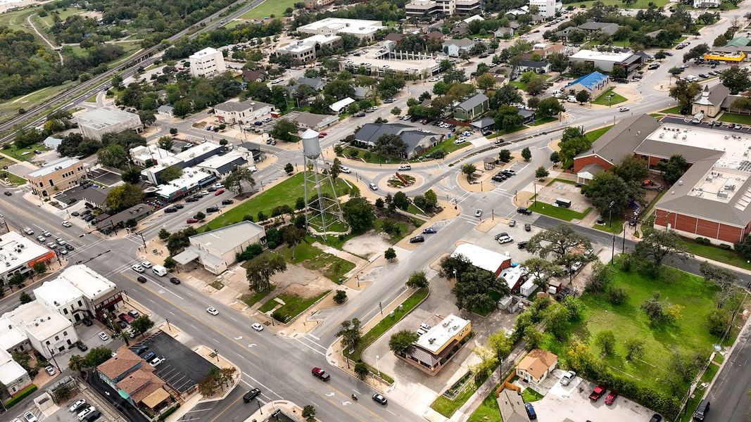 Aerial view of the Clear Creek community in Round Rock, TX, showing layout and nearby surroundings (Image 13).